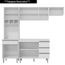 Ver imagem 2 de Cozinha Compacta Kimberly com Balcão 2 Portas C/ Tampo + Armário Aéreo Geladeira Branco