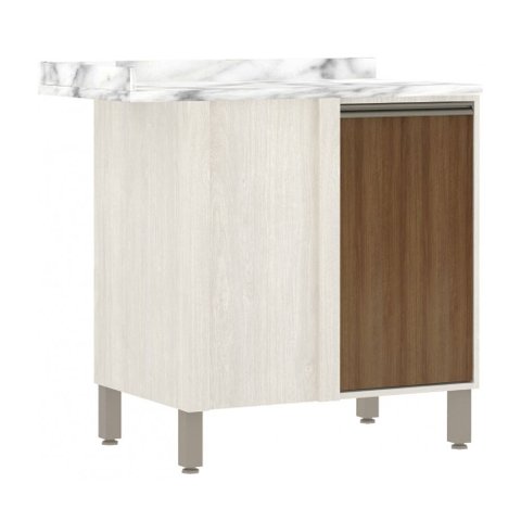 Balcão Canto Reto de Cozinha com Tampo 95 Cm 1 Porta de Abrir 1 Prateleira Linea Luciane Móveis
