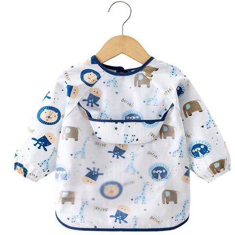 Babador Manga Longa Bebê Proteção Dupla Impermeável Safari