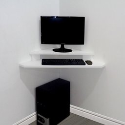 Rack Suspenso Aparador Bancada Estante de Canto para Computador Monitor Branco - 3