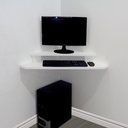 Ver imagem 4 de Rack Suspenso Aparador Bancada Estante de Canto para Computador Monitor Branco