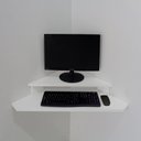 Ver imagem 3 de Rack Suspenso Aparador Bancada Estante de Canto para Computador Monitor Branco