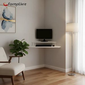 Rack Suspenso Aparador Bancada Estante de Canto para Computador Monitor Branco