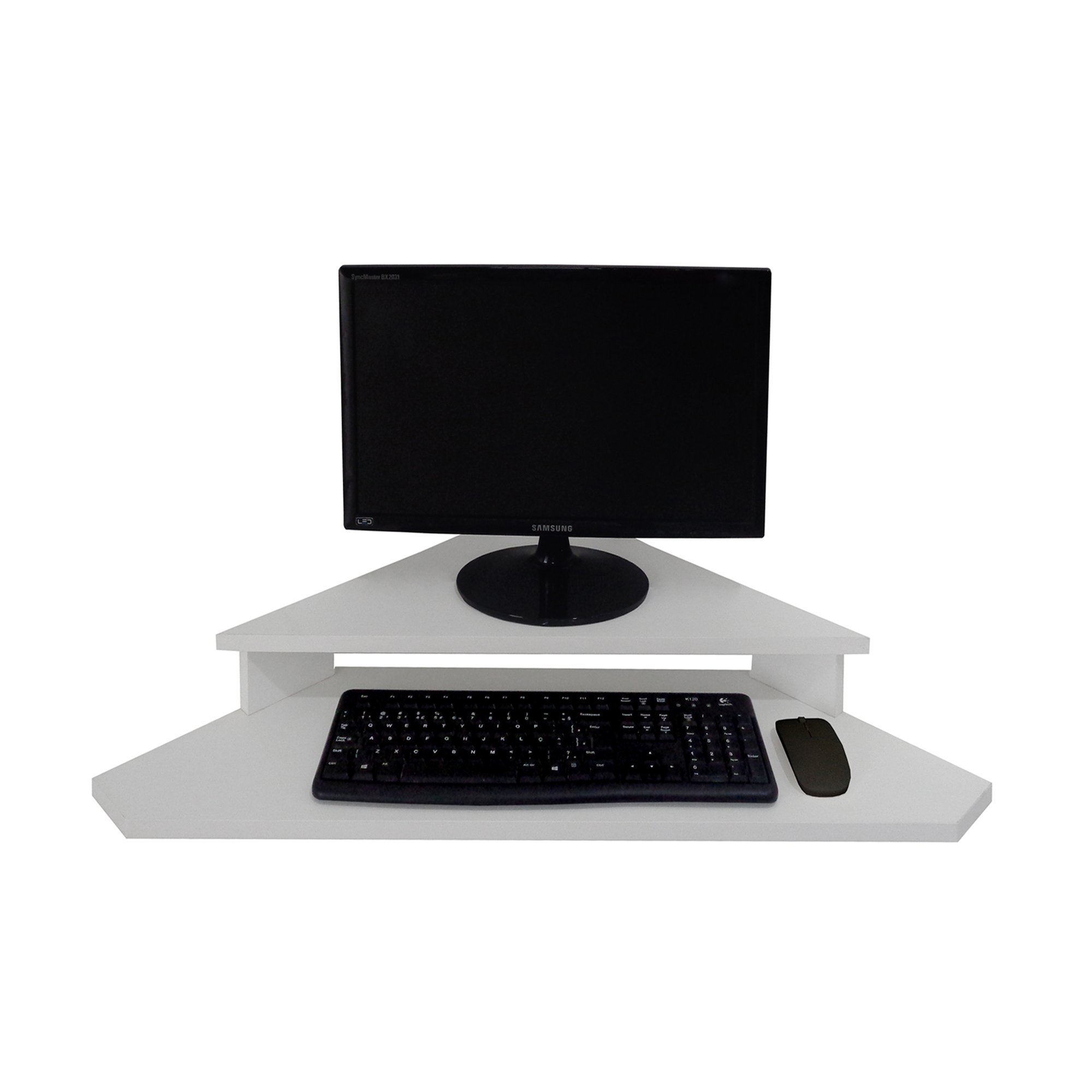 Rack Suspenso Aparador Bancada Estante de Canto para Computador Monitor Branco - 1