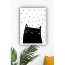 Ver imagem 2 de Quadro Decorativo Gato Preto e Branco - 70x50cm:moldura Preta