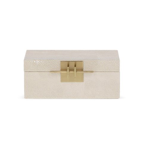 Caixa Decorativa Bege e Dourado 25,5x18,5x10,5cm