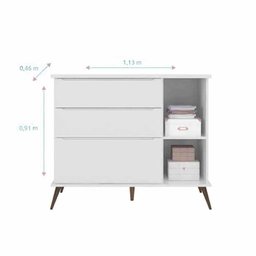 Cômoda com 1 Porta e 3 Gavetas 100% MDF Melinda Branco - 2