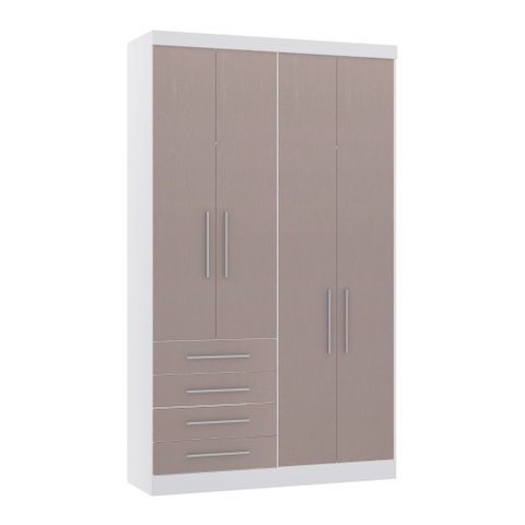Guarda Roupa Dormitório Modulado Alpes 4 Portas 4 Gavetas - Módulo Luciane:cinammon