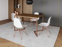 Ver imagem 1 de Mesa Industrial Base Ferro Cobre em  V  Tampo 137x90 Amêndoa 4 Cadeiras Eames Assento Branco Ferro C