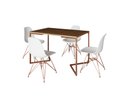 Ver imagem 2 de Mesa Industrial Base Ferro Cobre em  V  Tampo 137x90 Amêndoa 4 Cadeiras Eames Assento Branco Ferro C