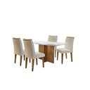Ver imagem 2 de Conjunto Sala de Jantar Mesa Tampo MDF Irlanda 4 Cad Dublin Marrom/Veludo Creme/Off White/Imbuia