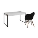 Ver imagem 6 de Escrivaninha Home Office Estilo Industrial Branca 137X53Cm Ferro Preto Com 1 Poltrona Preta