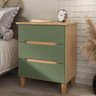 Mesa de Cabeceira Logan 3 Gavetas Cor Olmo e Verde 63 Cm - 72418 - 2