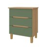 Mesa de Cabeceira Logan 3 Gavetas Cor Olmo e Verde 63 Cm - 72418 - 1