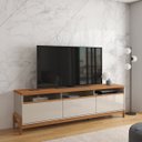 Ver imagem 7 de Rack Bancada com Painel para Tv de até 75" em Mdf Line Off White/jequitiba