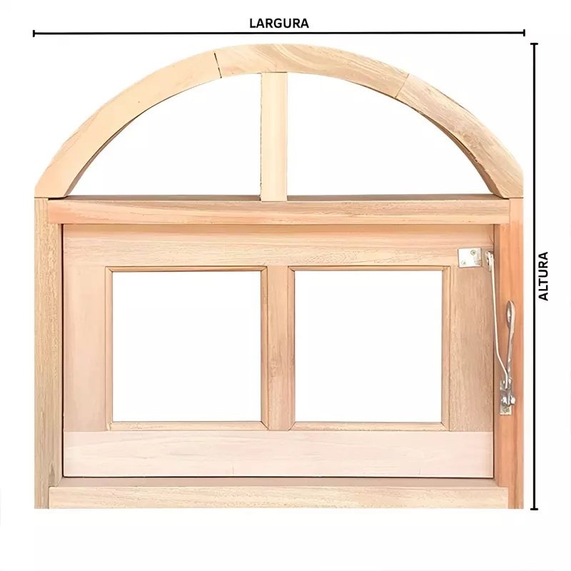 Janela de Madeira Vitro Basculante em Arco Padrão Cedro Batentes de 14 Cm-0.60(l)x0.80(a) - 5