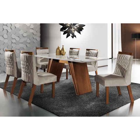Sala de Jantar Completa com 6 Cadeiras 1,80x0,90 - Atena - Lj Móveis