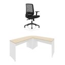 Ver imagem 2 de Mesa de Escritório em L 120x60cm com Conexão + Cadeira de Escritório Netflex Ergonômica Reclinável