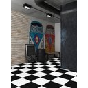 Ver imagem 3 de Piso Vinílico em Manta Pvc Preto Branco Dama ou Cimento 1x6m Cor:dama