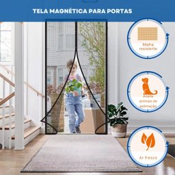 Cortina Tela Mosquiteira Magnética para Porta Anti-insetos:marrom - 2
