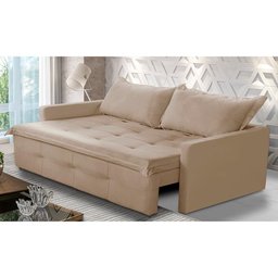 Sofá sem Caixa Retrátil e Reclinável 1,65m com Molas Maísa Suede Adonai Estofados - 1