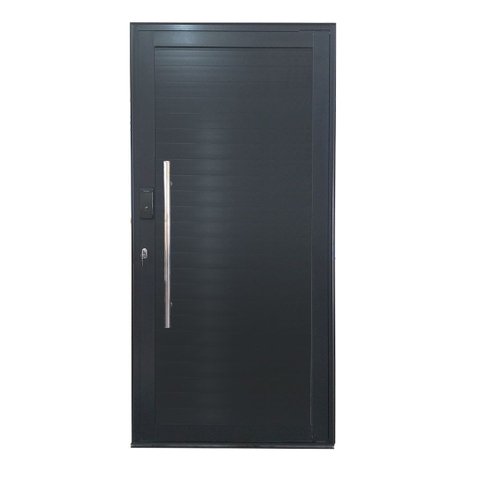 Porta Pivotante de Alumínio Preto com Puxador com Fechadura Digital Linha 30 - Direita/ 210x100