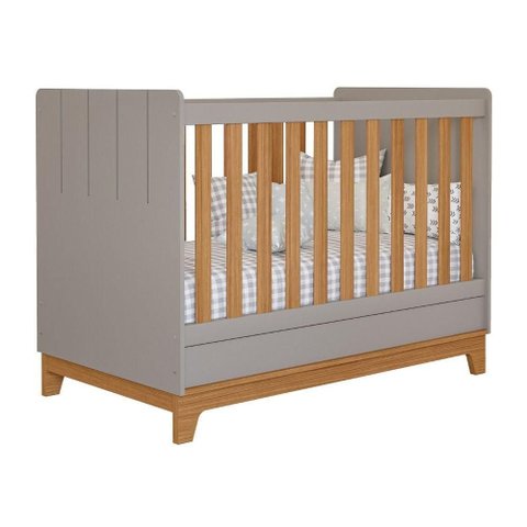 Berço Minicama Infantil Americano Grade Fixa Regulagem de Altura Mdf Biscoito Permobili Fendi/