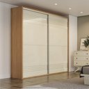 Ver imagem 1 de Guarda Roupa 2 Portas de Correr 2 Gavetas 223cm 100% MDF Off White/Freijó