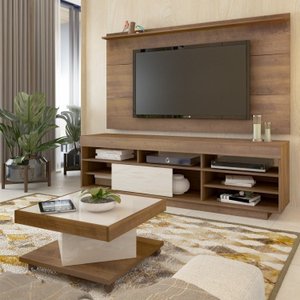 Kit 3 Peças Rack com Painel até 60 Polegadas Slim e Mesa de Centro Elegance