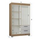 Ver imagem 5 de Guarda Roupa Solteiro Tóquio 4 Portas com Armário Multiuso 2 Portas Pequeno Castanho Off White -
