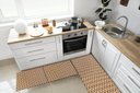 Ver imagem 2 de Kit Tapetes e Passadeira De Cozinha 3 Peças Antiderrapante Chevron Zig Zag Geométrico Caramelo e Cru