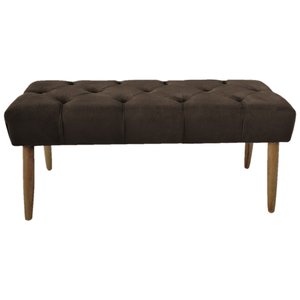 Banco Estofado Jade 120xcm Suede Marrom - Majú Decor