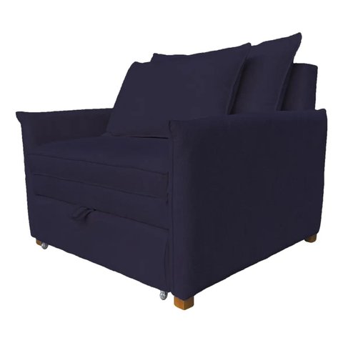 Poltrona Cama Monica Sala - Bouclé Cores:Azul-Marinho/Bouclé