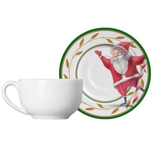 Xícara de Chá C/ Pires em Cerâmica Ho Ho Ho 250ml - Alleanza