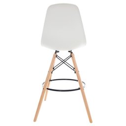 4 Banquetas Com Encosto Alto Base Madeira Wood Branco - 2