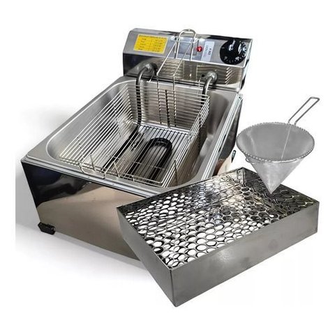 Fritadeira Elétrica Óleo 7lt + Escorredor + Coador - Inmetro:60hz/inox/220v