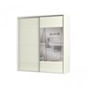 Ver imagem 3 de Guarda Roupa com Espelho 2 Portas de Correr 2 Gavetas 223cm 100% MDF Branco/Off White Brilho