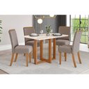 Ver imagem 1 de Conjunto: Mesa Sala Jantar Natalí C/ Tampo Madeirado C/ Vidro Reto 120x80cm e 4 Cadeiras Malu
