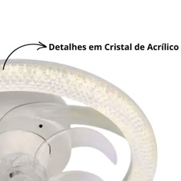 Pendente Ventilador de Teto Amon com Cristal Led 3 Cores Bivolt Retrátil com Controle Remoto - 4