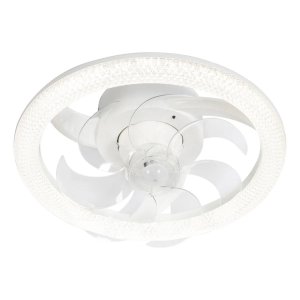 Pendente Ventilador de Teto Amon com Cristal Led 3 Cores Bivolt Retrátil com Controle Remoto