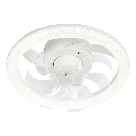 Pendente Ventilador de Teto Amon com Cristal Led 3 Cores Bivolt Retrátil com Controle Remoto