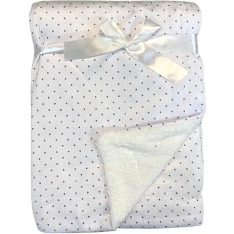 Manta Baby Oportunity Dupla Face Flannel e Sherpa 75x100cm Branco/cinza