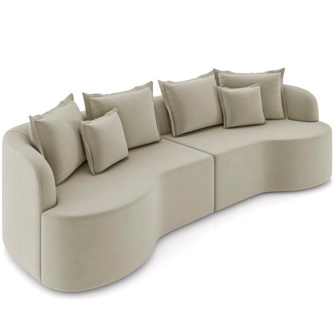 Sofá 3 Lugares Orgânico Living 230cm Ekos K01 Veludo Bege - Lyam Decor