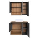 Ver imagem 3 de Gabinete de Banheiro 80cm Cecília com Espelheira 03 Portas e Um Nicho Mel/grafite com Cuba Branca