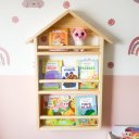 Ver imagem 1 de Nicho Triplo Casa Prateleira Infantil para Livros, Brinquedos e Decoração Expositor de Bonecas de Ma