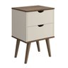 Mesa de Cabeceira Madri 2g Pés Palitos Prado - Bege / Canela - 6