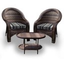 Ver imagem 1 de Conjunto de Poltronas Fibra Sintética Karibe - 2 Poltronas + 1 Mesa Centro - Tecido Illimani Preto