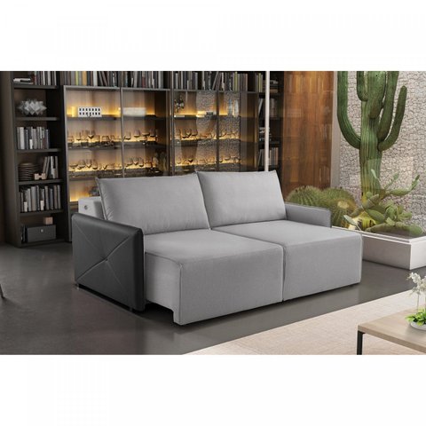 Sofá Retrátil 1,60m Urban com USB Cinza/Preto