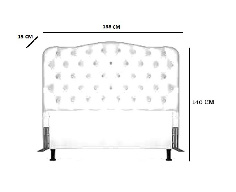 Cabeceira Casal 138 - Bello Box - Dunas Sintético Branco - 4