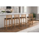 Ver imagem 1 de Kit 4 Banquetas Alta Bar Balcão Luxo Resistente Área Gourmet Sacada Pés Madeira Maciça Cor Nature